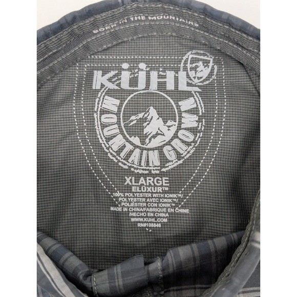 Kuhl Eluxur Plaid Shirt Mens XL Gray Blue Performance Short Sleeve Outdoor 7153 - Picture 4 of 9